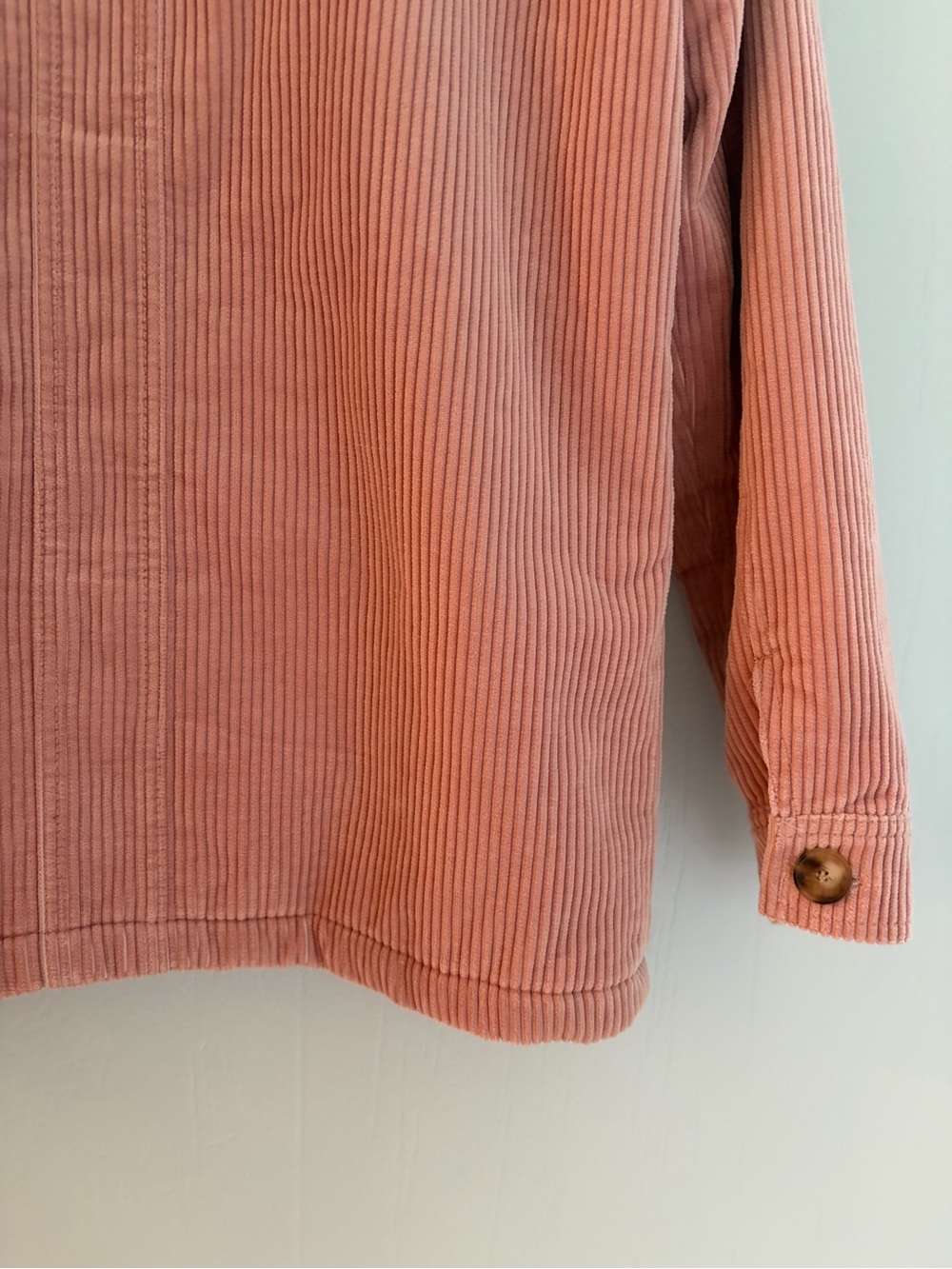 Sezane Will Jacket Womens Small Pink Corduroy Shearling Collar Coat - Picture 9 of 16
